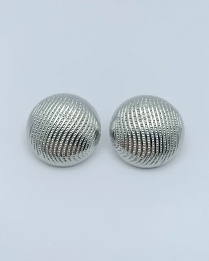 Silver Desenli Yuvarlak Vintage Küpe