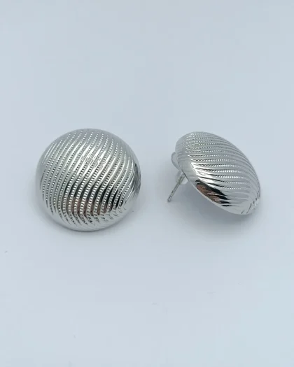 Silver Desenli Yuvarlak Vintage Küpe