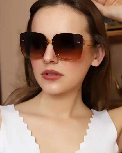 Unisex Kemik Çerçeve Kare Güneş Gözlüğü