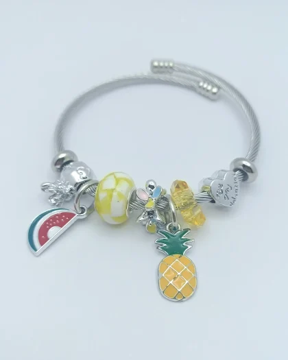 Çelik Ananas Figürlü Pandora Bileklik
