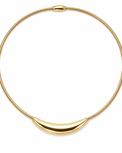 Gold Bombe Plakalı Choker Kolye