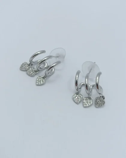 Üçlü Silver Kalp Shakira Küpe