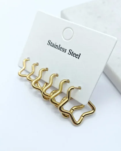 Çelik Gold 6 lı Yıldız Küpe