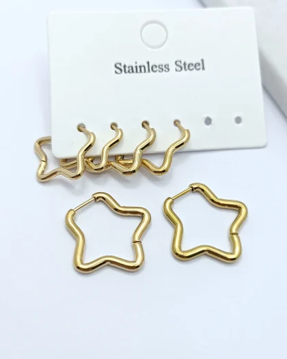 Çelik Gold 6 lı Yıldız Küpe
