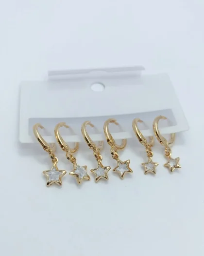 Altılı Sallantılı Yıldız Küpe