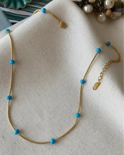 Çelik Mineli Blue Kolye