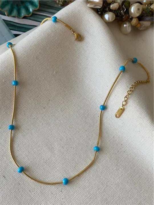 Çelik Mineli Blue Kolye