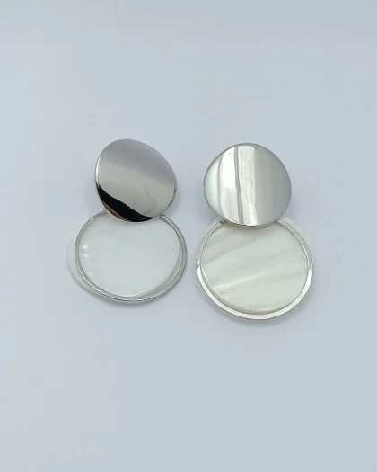 Silver Renk Sedefli ve Plaka Küpe