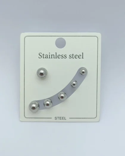 Çelik Altılı Silver Top Küpe