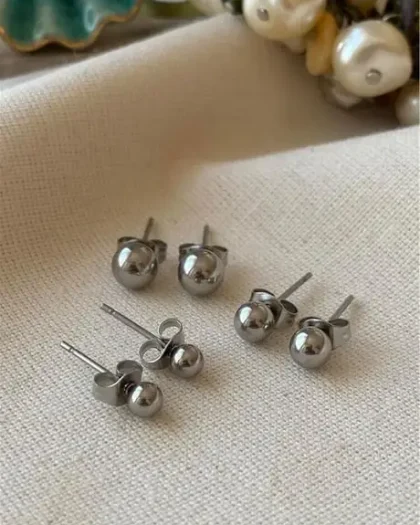 Çelik Altılı Silver Top Küpe