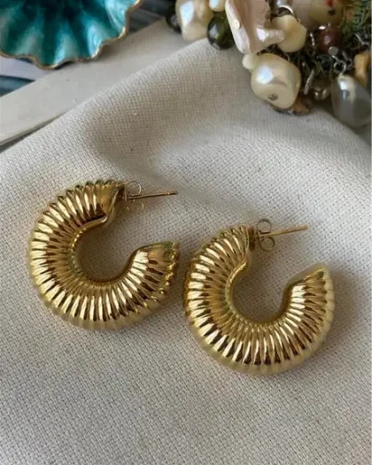 Çelik Gold Donut Küpe
