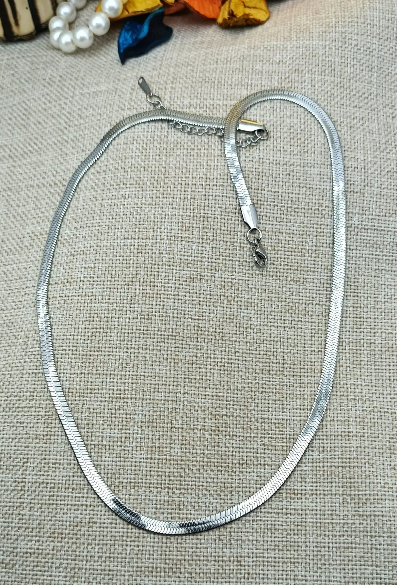 Çelik 45 cm İtalyan Yassı Kolye