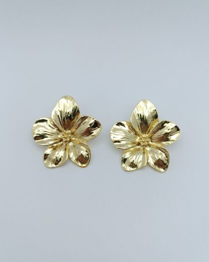 Gold Metal Çiçek Küpe