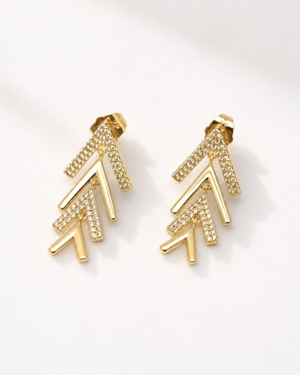 VIP 14K Taşlı Arrow Küpe