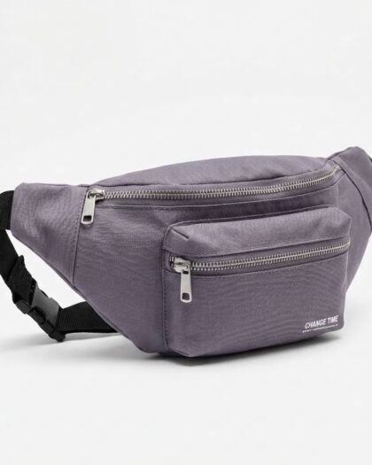 Lila Unisex Bel Çantası Çapraz Askılı Günlük Kullanım Fermuarlı 30x13 cm