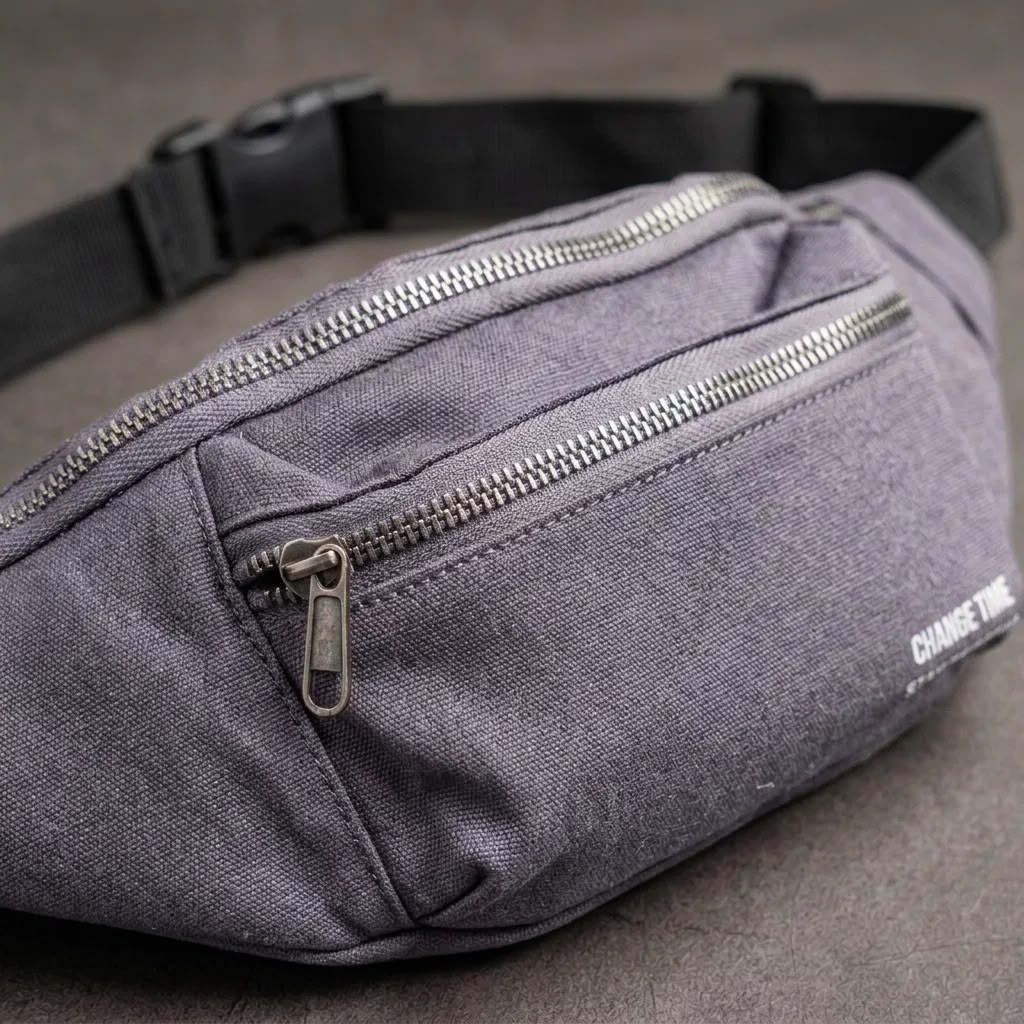 Lila Unisex Bel Çantası Çapraz Askılı Günlük Kullanım Fermuarlı 30x13 cm - Görsel 6