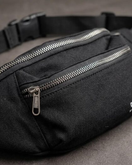 Siyah Unisex Bel Çantası Çapraz Askılı Günlük Kullanım Fermuarlı 30x13 cm